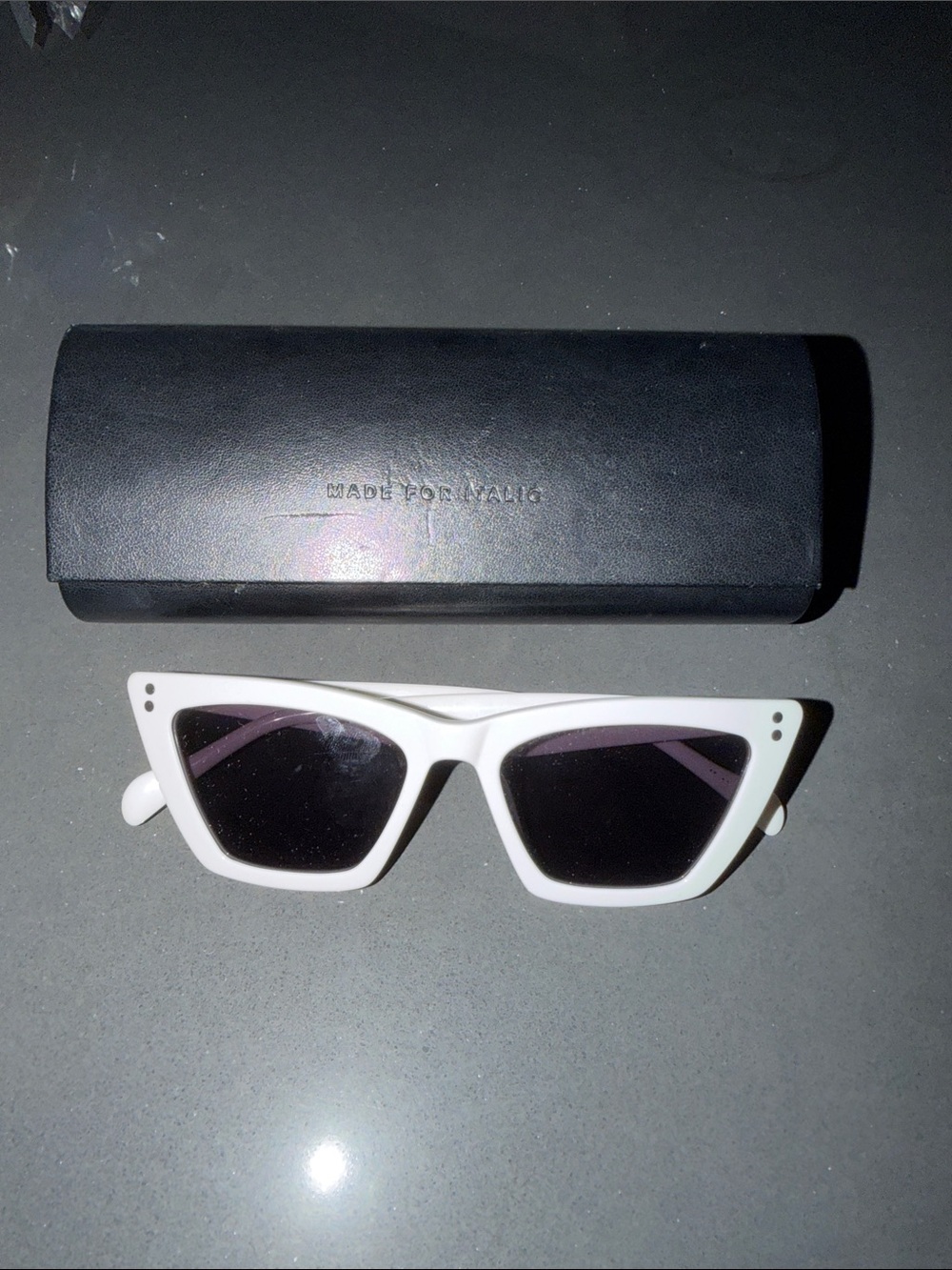 White Cat-Eye Sunglasses with Black Lenses